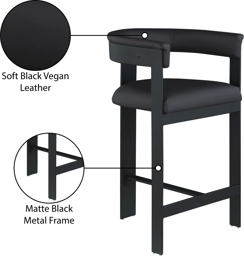Romeo Vegan Leather Upholstered Counter Stool — 414-C - Black - 414Black-C Infographic