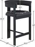 Romeo Vegan Leather Upholstered Counter Stool — 414-C - Black - 414Black-C Dim