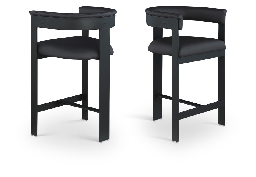 Romeo Vegan Leather Upholstered Counter Stool — 414-C - Black - 414Black-C Double Chair