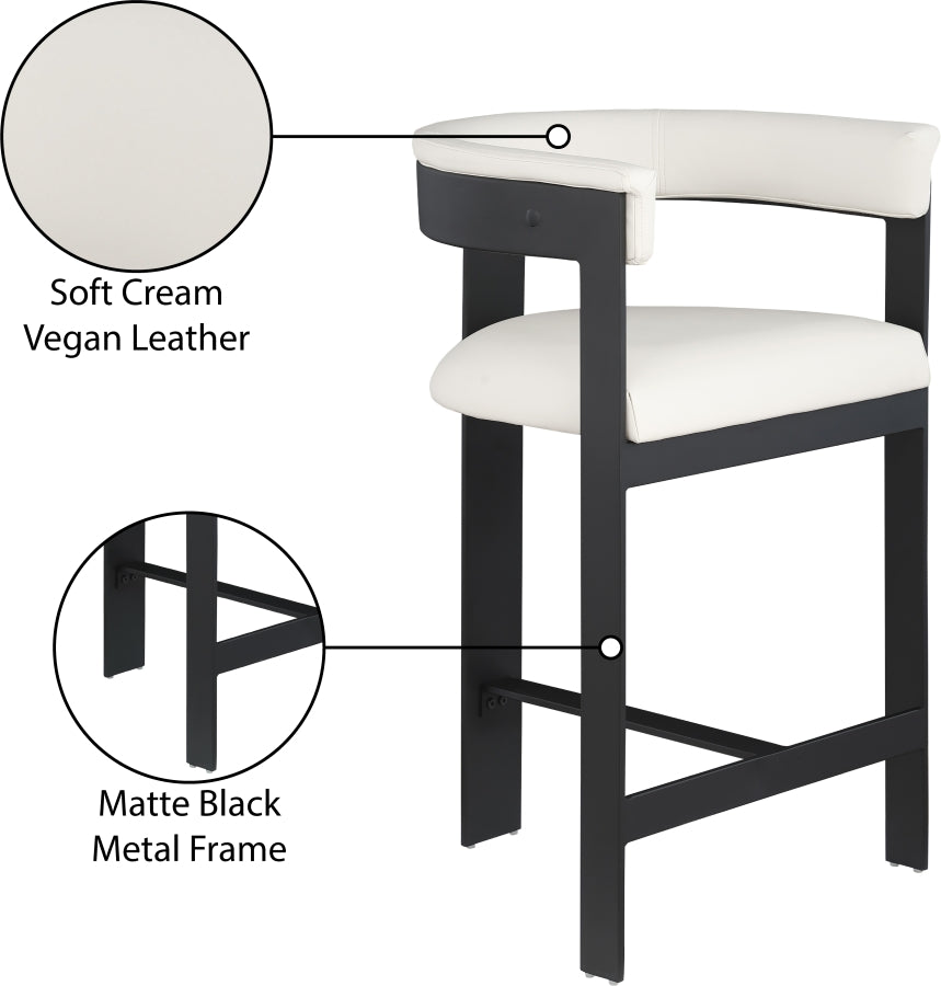 Romeo Vegan Leather Upholstered Counter Stool — 414-C - Cream - 414Cream-C Infographic