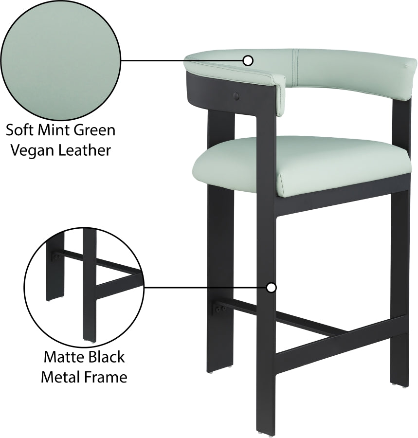 Romeo Vegan Leather Upholstered Counter Stool — 414-C - Mint - 414Mint-C Infographic