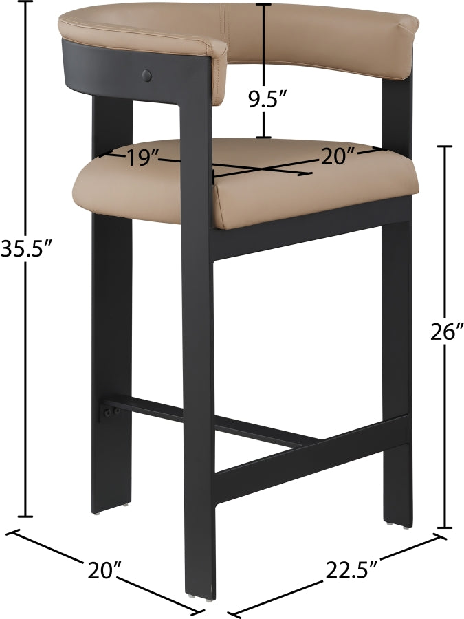 Romeo Vegan Leather Upholstered Counter Stool — 414-C - Tan - 414Tan-C Dim