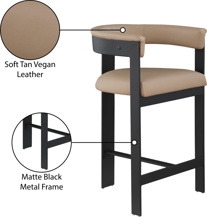 Romeo Vegan Leather Upholstered Counter Stool — 414-C - Tan - 414Tan-C Infographic