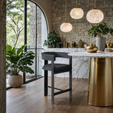 Romeo Boucle Fabric Upholstered Bar / Counter Stool — 415-C - Black - 415Black-C alternate view 1