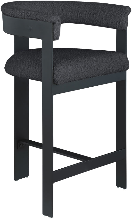 Romeo Boucle Fabric Upholstered Bar / Counter Stool — 415-C - Black - 415Black-C alternate view 2