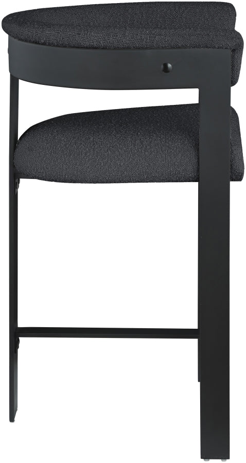 Romeo Boucle Fabric Upholstered Bar / Counter Stool — 415-C - Black - 415Black-C alternate view 3