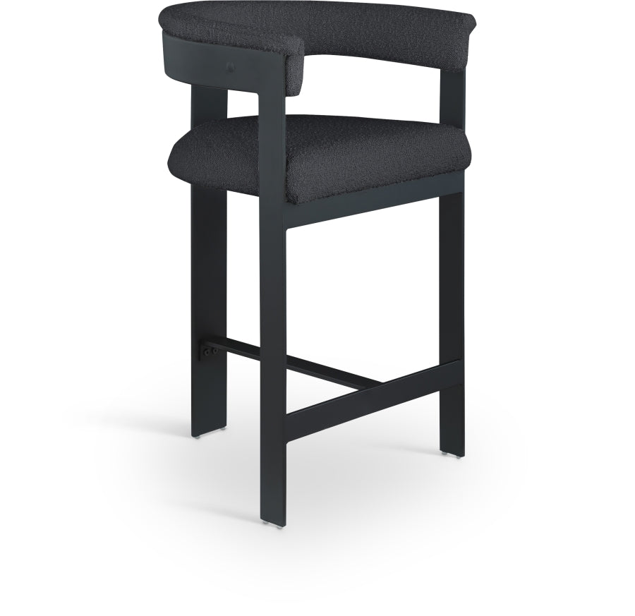 Romeo Boucle Fabric Upholstered Bar / Counter Stool — 415-C - Black - 415Black-C