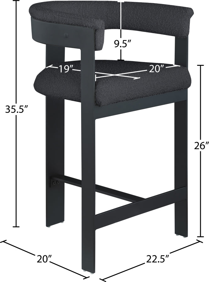 Romeo Boucle Fabric Upholstered Bar / Counter Stool — 415-C - Black - 415Black-C Dim