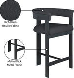 Romeo Boucle Fabric Upholstered Bar / Counter Stool — 415-C - Black - 415Black-C Infographic