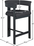 Romeo Boucle Fabric Upholstered Bar / Counter Stool — 415-C - Black - 415Black-C Dim