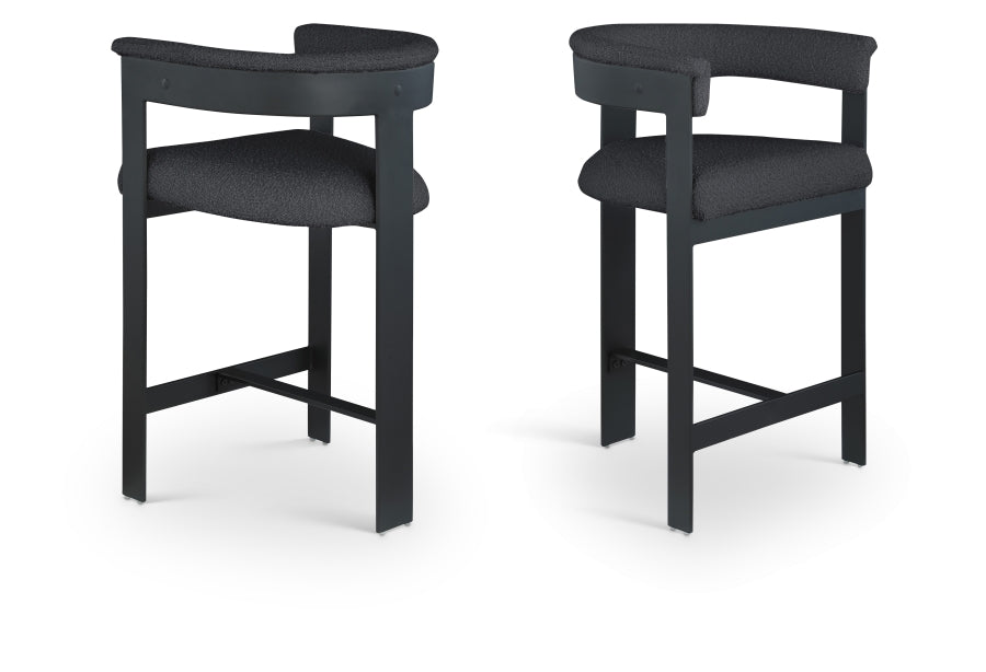 Romeo Boucle Fabric Upholstered Bar / Counter Stool — 415-C - Black - 415Black-C Double Chair