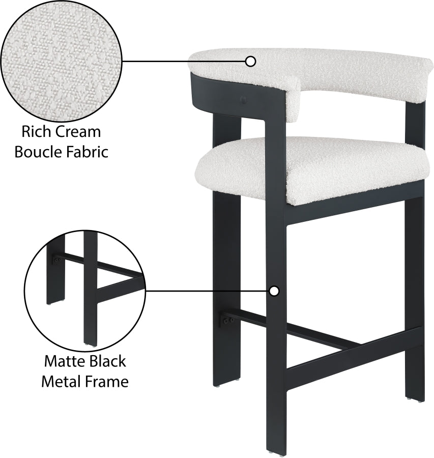 Romeo Boucle Fabric Upholstered Bar / Counter Stool — 415-C - Cream - 415Cream-C Infographic