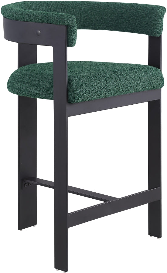 Romeo Boucle Fabric Upholstered Bar / Counter Stool — 415-C - Green - 415Green-C alternate view 2