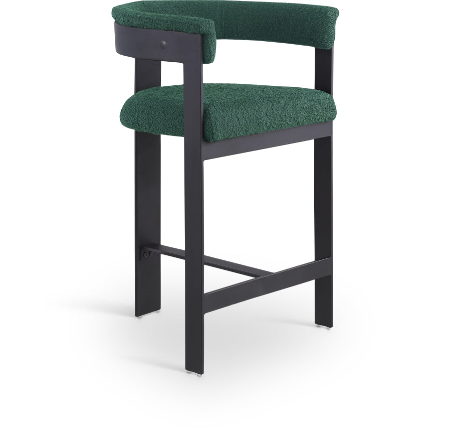 Romeo Boucle Fabric Upholstered Bar / Counter Stool — 415-C - Green - 415Green-C