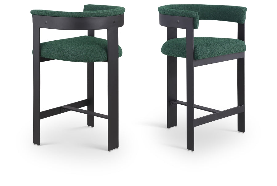 Romeo Boucle Fabric Upholstered Bar / Counter Stool — 415-C - Green - 415Green-C Double Chair