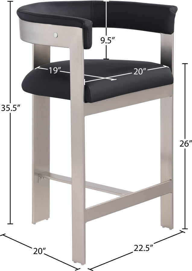 Romeo Vegan Leather Upholstered Counter Stool — 738-C - Black - 738Black-C Dim