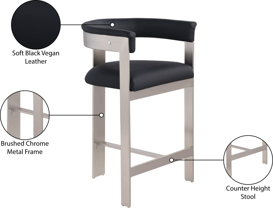 Romeo Vegan Leather Upholstered Counter Stool — 738-C - Black - 738Black-C Infographic