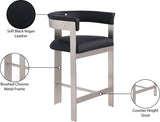 Romeo Vegan Leather Upholstered Counter Stool — 738-C - Black - 738Black-C Infographic