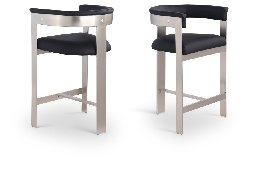 Romeo Vegan Leather Upholstered Counter Stool — 738-C - Black - 738Black-C Double Chair