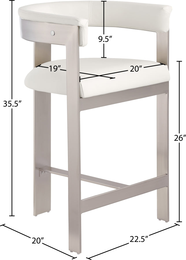 Romeo Vegan Leather Upholstered Counter Stool — 738-C - Cream - 738Cream-C Dim