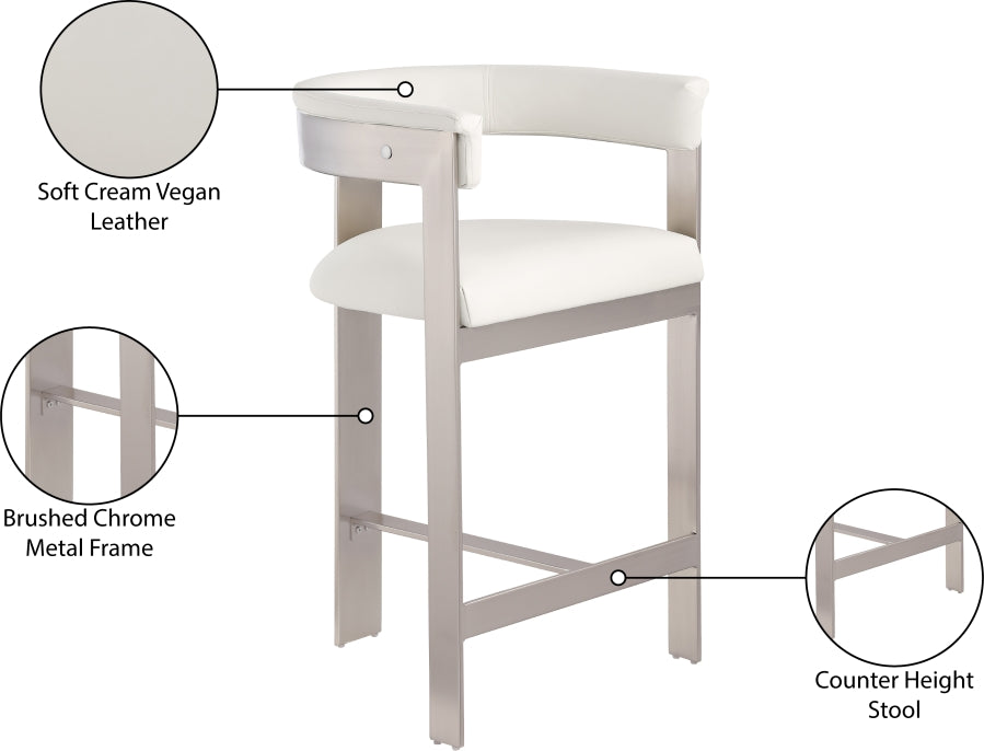 Romeo Vegan Leather Upholstered Counter Stool — 738-C - Cream - 738Cream-C Infographic