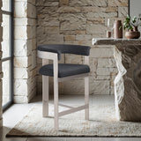 Romeo Boucle Fabric Upholstered Bar / Counter Stools — 739-C - Black - 739Black-C alternate view 1