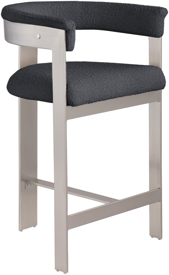 Romeo Boucle Fabric Upholstered Bar / Counter Stools — 739-C - Black - 739Black-C alternate view 2
