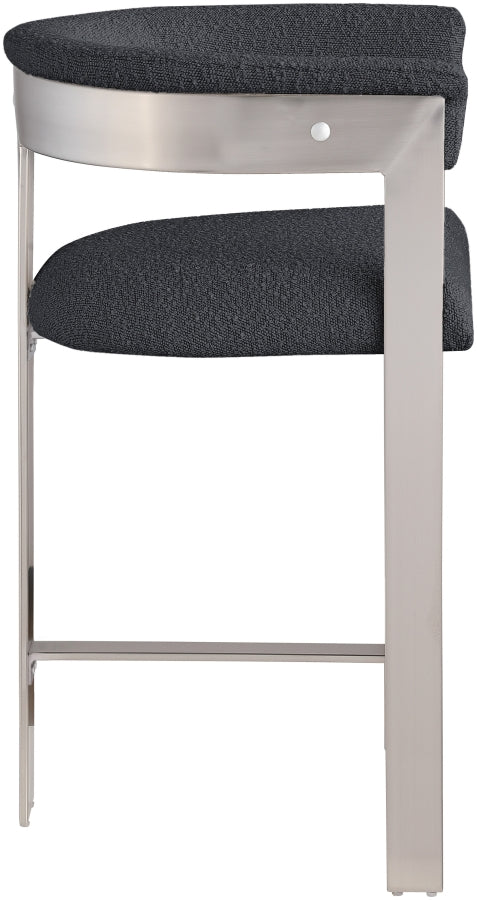 Romeo Boucle Fabric Upholstered Bar / Counter Stools — 739-C - Black - 739Black-C alternate view 3