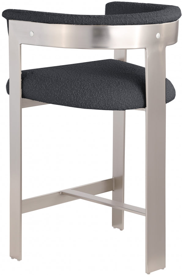 Romeo Boucle Fabric Upholstered Bar / Counter Stools — 739-C - Black - 739Black-C alternate view 5