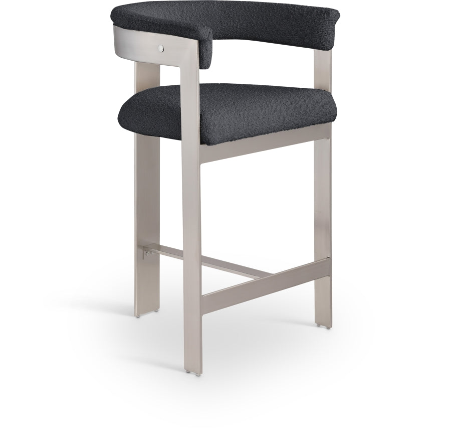 Romeo Boucle Fabric Upholstered Bar / Counter Stools — 739-C - Black - 739Black-C