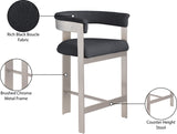 Romeo Boucle Fabric Upholstered Bar / Counter Stools — 739-C - Black - 739Black-C Infographic
