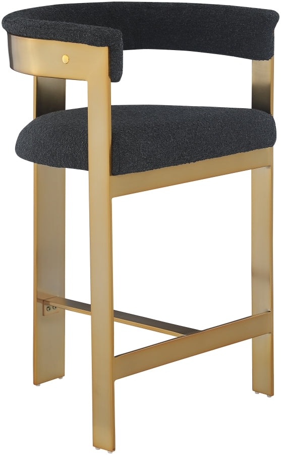 Romeo Boucle Fabric Upholstered Bar / Counter Stools — 876-C - Black - 876Black-C alternate view 2
