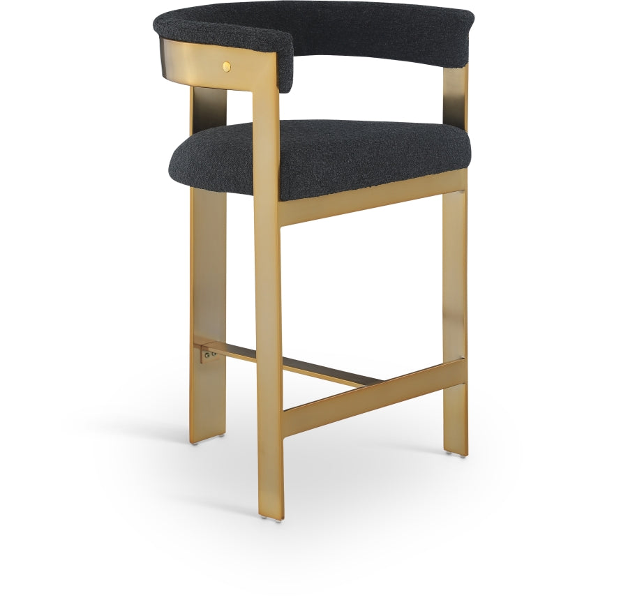 Romeo Boucle Fabric Upholstered Bar / Counter Stools — 876-C - Black - 876Black-C