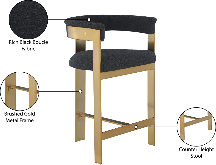 Romeo Boucle Fabric Upholstered Bar / Counter Stools — 876-C - Black - 876Black-C Infographic