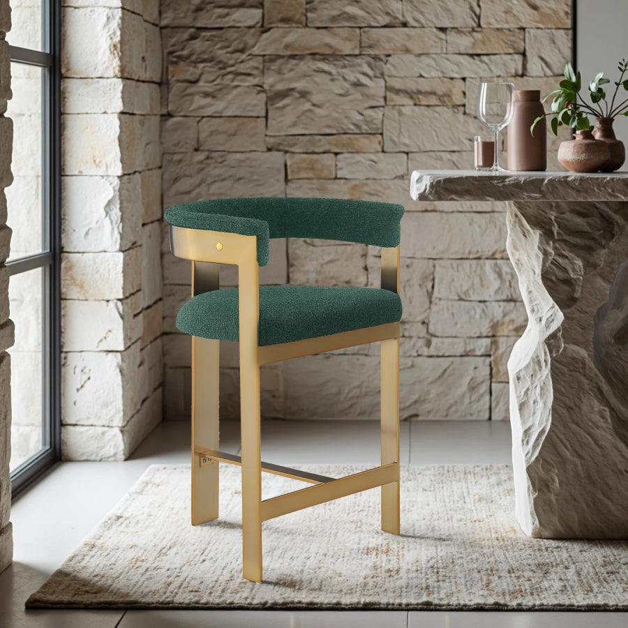 Romeo Boucle Fabric Upholstered Bar / Counter Stools — 876-C - Green - 876Green-C alternate view 1