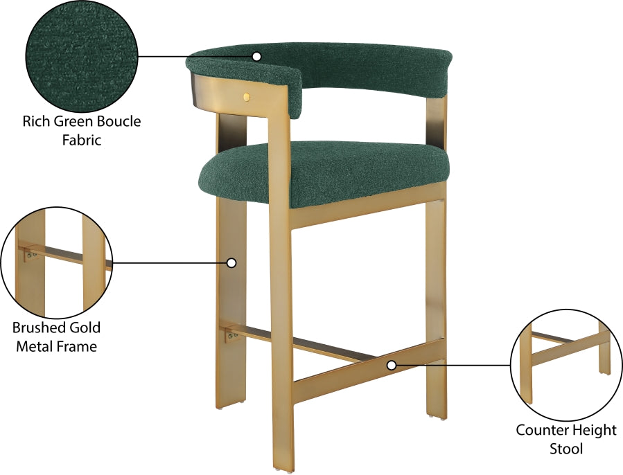 Romeo Boucle Fabric Upholstered Bar / Counter Stools — 876-C - Green - 876Green-C Infographic