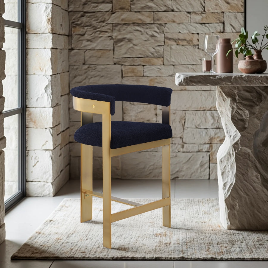 Romeo Boucle Fabric Upholstered Bar / Counter Stools — 876-C - Blue - 876Navy-C alternate view 1