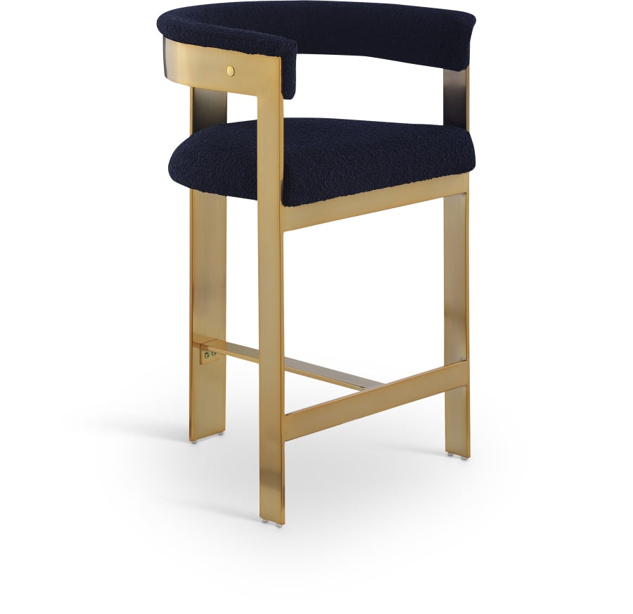 Romeo Boucle Fabric Upholstered Bar / Counter Stools — 876-C - Blue - 876Navy-C