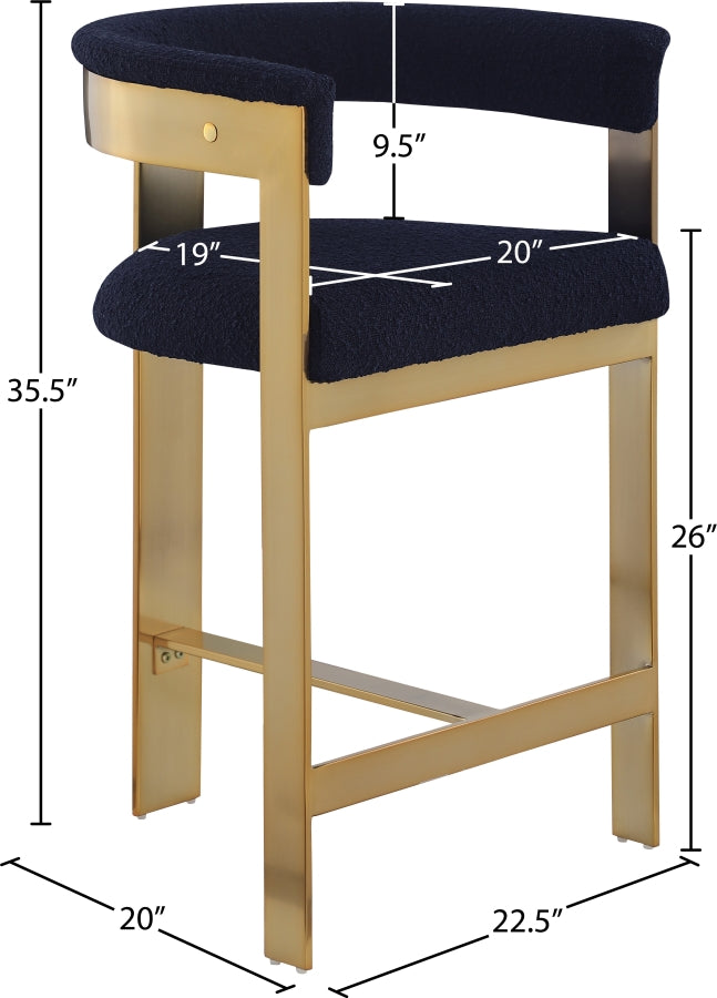 Romeo Boucle Fabric Upholstered Bar / Counter Stools — 876-C - Blue - 876Navy-C Dim
