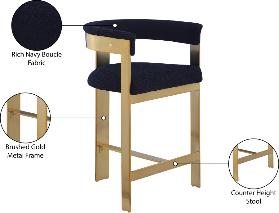 Romeo Boucle Fabric Upholstered Bar / Counter Stools — 876-C - Blue - 876Navy-C Infographic