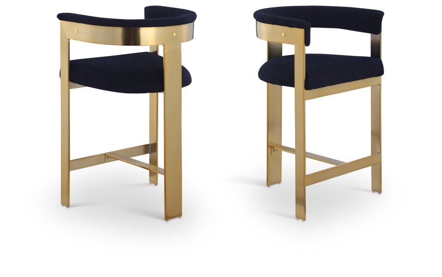 Romeo Boucle Fabric Upholstered Bar / Counter Stools — 876-C - Blue - 876Navy-C Double Chair
