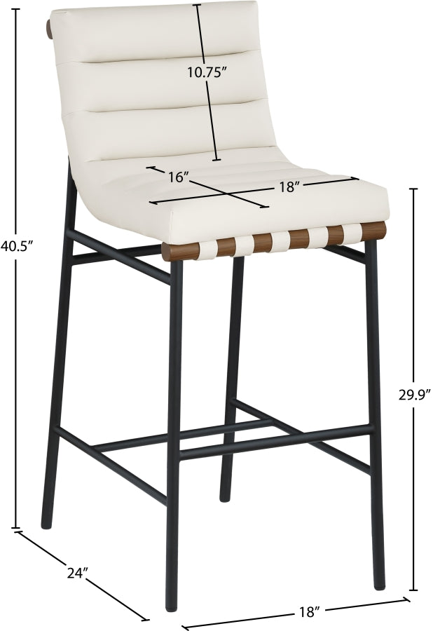 Burke Vegan Leather Upholstered Bar Stools — 800-C - Cream - 800Cream-C Dim