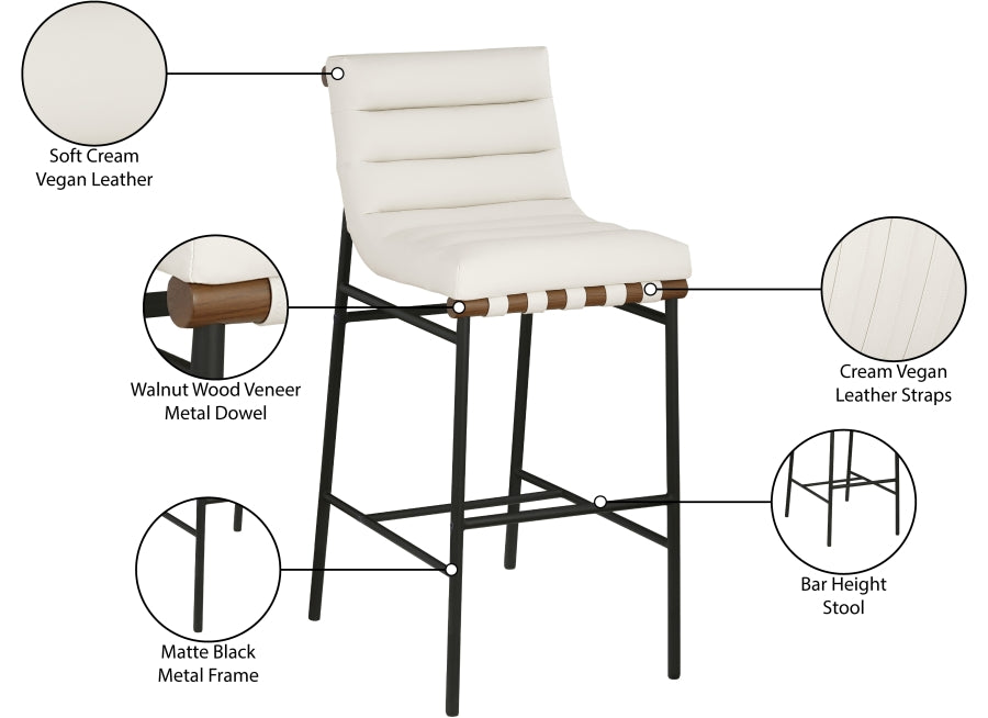 Burke Vegan Leather Upholstered Bar Stools — 800-C - Cream - 800Cream-C Infographic