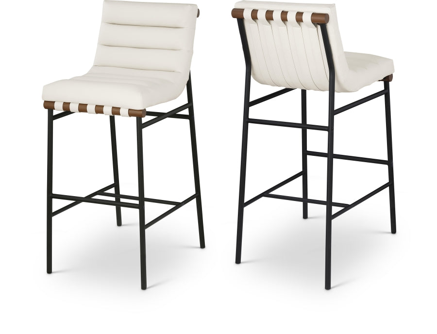 Burke Vegan Leather Upholstered Bar Stools — 800-C - Cream - 800Cream-C Double Chair