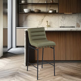 Burke Vegan Leather Upholstered Bar Stools — 800-C - Green - 800Olive-C alternate view 1