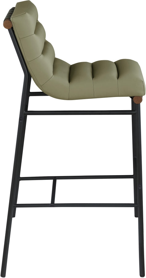 Burke Vegan Leather Upholstered Bar Stools — 800-C - Green - 800Olive-C alternate view 3