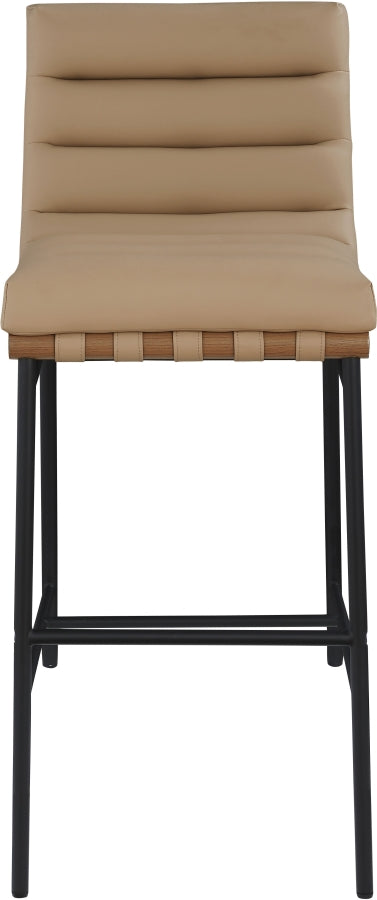 Burke Vegan Leather Upholstered Bar Stools — 800-C - Tan - 800Tan-C alternate view 2