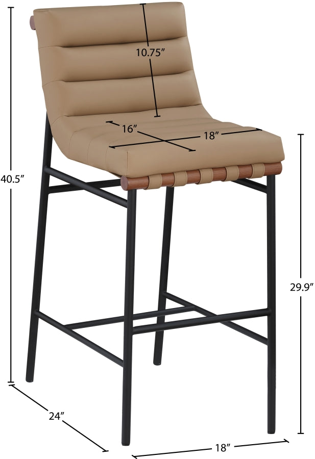 Burke Vegan Leather Upholstered Bar Stools — 800-C - Tan - 800Tan-C Dim