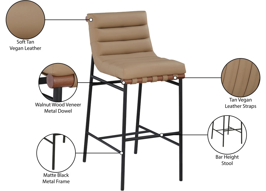 Burke Vegan Leather Upholstered Bar Stools — 800-C - Tan - 800Tan-C Infographic