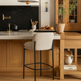 Burton Chenille Fabric Upholstered Bar / Counter Stool — 429-C - Beige - 429Beige-C alternate view 1